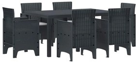 vidaXL Σέτ φαγητού για κήπο 7 pcs Ανθρακί Rattan Polt