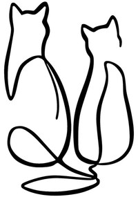 Διακοσμητικό Τοίχου Couple Cat Love 891TNL1980 72x0,15x48cm Black Wallity Μέταλλο