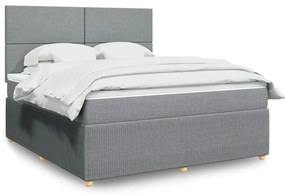 vidaXL Κρεβάτι Boxspring με Στρώμα Ανοιχτό Γκρι 180x200 εκ. Υφασμάτινο