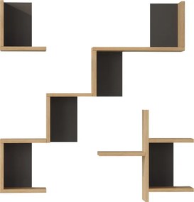 Ραφιέρα τοίχου Verso pakoworld oak με ανθρακί 99,4x14,5x103εκ