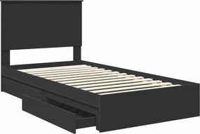 vidaXL Κρεβάτι Αποθήκης Μαύρο 100 x 200 cm Επεξεργασμένο Ξύλο