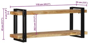 Ράφι τοίχου 110x33x45 cm Στερεό ακατέργαστο ξύλο Mango - Καφέ