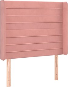 vidaXL Κρεβάτι Boxspring με Στρώμα &amp; LED Ροζ 90x200 εκ. Βελούδινο