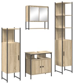 vidaXL Σετ Επίπλων Μπάνιου 4 pcs Sonoma Δρυς 33 x 33 x 188,5 εκ.