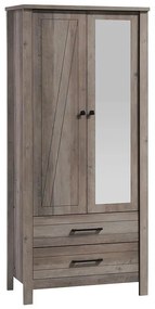 Ντουλάπα ρούχων Tara δίφυλλη καθρέπτης rustic oak 84.5x52x193εκ