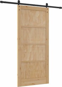 vidaXL Συρόμενη Πόρτα Φυσικό και Μαύρο 93 x 202 cm