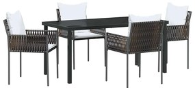 vidaXL Σέτ φαγητού για κήπο 5 pcs Καφέ και Μαύρο Ράτα PE