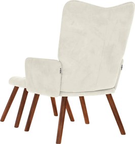 vidaXL Πολυθρόνα Χαλάρωσης με Σκαμπό σε Κρεμ Βελούδο