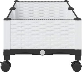 vidaXL Κήπος Γλαστράκι με Ροδάκια Λευκό 80 x 40 x 33 cm PP