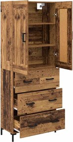 vidaXL Highboard με συρτάρι 2 pcs Παλιό Ξύλο Επεξεργασμένο ξύλο