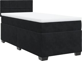 vidaXL Κρεβάτι Boxspring με Στρώμα Μαύρο Single Βελούδινο