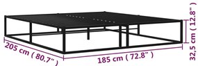 vidaXL Πλαίσιο Κρεβατιού Μαύρο 180 x 200 εκ. Μεταλλικό
