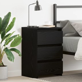 vidaXL Κομοδίνο Μαύρο Οξιά 40x35x62,5 εκ Επεξεργασμένο Ξύλο