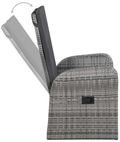 vidaXL Σετ Τραπεζαρίας Κήπου 5 τεμ. Γκρι με Μαξιλάρια