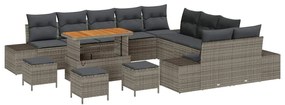 vidaXL Σετ Καναπέ Κήπου με μαξιλάρι 14 pcs Γκρι Πολυ ράταν
