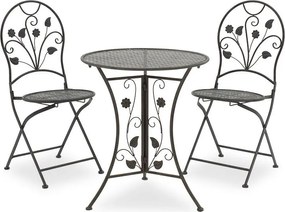 Τραπεζαρία Abriel σετ 3τεμ μέταλλο ανθρακί antique