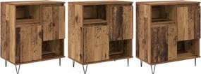 vidaXL Πλαϊνό γραφείο 3 pcs Παλιό ξύλο 60 x 35 x 70 cm