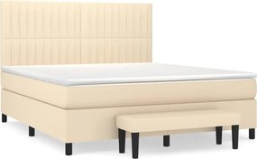 vidaXL Κρεβάτι Boxspring με Στρώμα Κρεμ 160x200 εκ. Υφασμάτινο