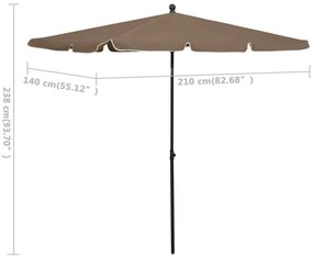 vidaXL Ομπρέλα Κήπου με Ιστό Χρώμα Taupe 210 x 140 εκ.