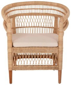 Καρέκλα - Πολυθρόνα MALAWI C9635.04 Ξύλο Μαόνι με Rattan Φυσικό και Λευκό Μαξιλάρι 80x70x86Υεκ. 80x70x86 εκ.