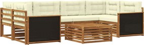 vidaXL Σειρά Καναπέ Εξωτερικού 7 pcs Φυσικό και Κρέμα Πολυεστέρας