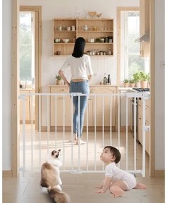 VEVOR Baby Gate 29.5-43 Inches Adjustable Width 28 Inches High Dog Gate White