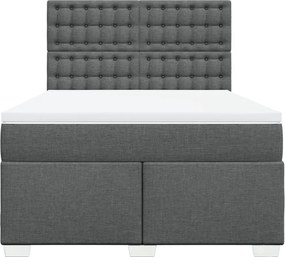 vidaXL Κρεβάτι Boxspring με Στρώμα Σκούρο Γκρι 140x200 εκ Υφασμάτινο