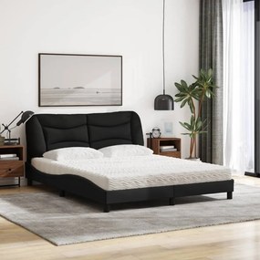 vidaXL Κρεβάτι με Στρώμα Hvar Μαύρο 160x200 εκ. Υφασμάτινο