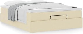vidaXL Οθωμανικό κρεβάτι με στρώμα Cream 140x200cm ύφασμα