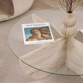 Τραπεζάκι Σαλονιού Τραβερτίνη LIYA 90x90x30