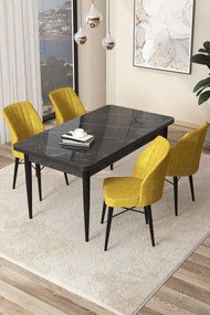 Dining Table &amp; Chairs Set (5 Pieces) Arp - Black Marble, Mustard Black Marble
Mustard