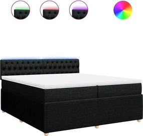 vidaXL Κρεβάτι Boxspring με Στρώμα Μαύρο 200x200 εκ. Υφασμάτινο