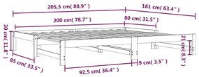 Καναπές Κρεβάτι Συρόμενος 2x(80x200) εκ. από Μασίφ Ξύλο Πεύκου - Καφέ