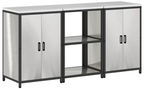 vidaXL Σετ Αποθήκευσης Κουζίνας με ράφι 3 pcs Ασημί 180 x 50 x 92 εκ.