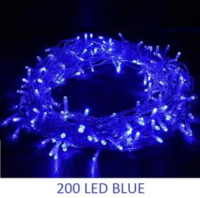 200 Χριστουγεννιάτικα φωτάκια LED σε διάφανο καλώδιο μπλε 17271-34 OEM