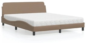 Κρεβάτι με Στρώμα Καπουτσίνο 160x200εκ.από Συνθ.Δέρμα - Καφέ