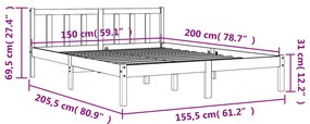 ΠΛΑΙΣΙΟ ΚΡΕΒΑΤΙΟΥ ΚΑΦΕ ΚΕΡΙΟΥ 150X200ΕΚ ΑΠΟ ΜΑΣΙΦ ΞΥΛΟ ΠΕΥΚΟΥ 844810