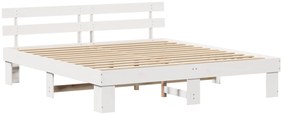 vidaXL Κρεβάτι με Κεφαλάρι Λευκό 180x200 εκ. Μασίφ Ξύλο Πεύκου