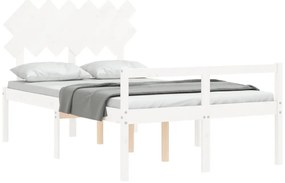 vidaXL Κρεβάτι Ηλικιωμένου με Κεφαλάρι Λευκό Μασίφ Ξύλο Double