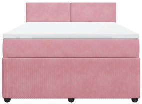 vidaXL Κρεβάτι Boxspring με Στρώμα Ροζ 160x200 εκ. Βελούδινο