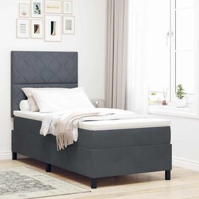 κρεβάτι Box Spring με στρώμα vidaXL Γκρι 90x200 εκ Βελούδινο