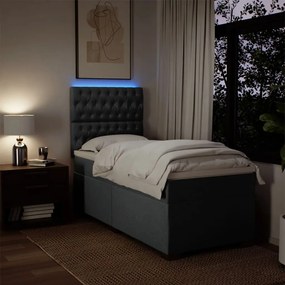 vidaXL Κρεβάτι Boxspring με Στρώμα Σκούρο Γκρι 90x190 εκ. Υφασμάτινο