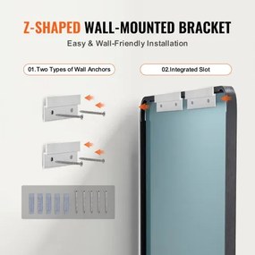 VEVOR Square Wall Mounted Mirror 22&quot; x 30&quot; Mirror with Aluminium Alloy Frame
