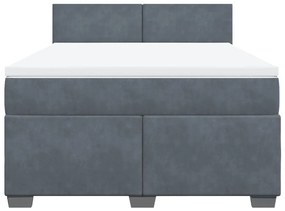 Κρεβάτι Boxspring με Στρώμα Σκούρο Γκρι 140x200 εκ. Βελούδινο - Γκρι