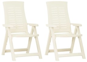 315830 vidaXL Καρέκλες Κήπου Ανακλινόμενες 2 τεμ. Λευκές Πλαστικές Λευκό, 1 Τεμάχιο