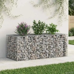 vidaXL Ανασηκωμένο κρεβάτι gabion Ασημί