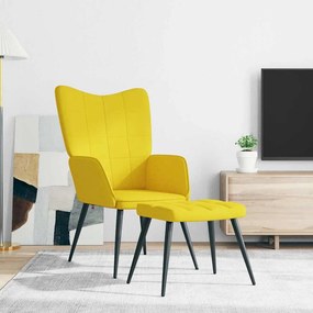 vidaXL Πολυθρόνα Relax Κίτρινη Μουσταρδί Υφασμάτινη με Σκαμπό