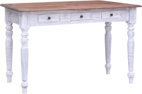 vidaXL Γραφείο με Συρτάρια Λευκό 117x57x75 εκ. Μασίφ Μαόνι
