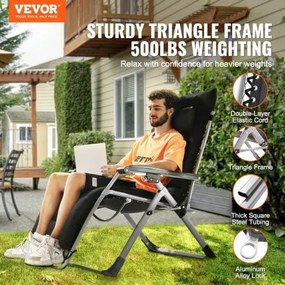 VEVOR Zero Gravity Chair 33" Zero Gravity Recliner Lounge Chair Indoor &amp; Outdoor