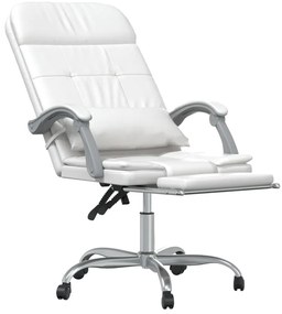 vidaXL Πολυθρόνα Γραφείου Μασάζ Ανακλινόμενη Λευκό από Συνθετικό Δέρμα